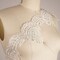 1 Yard Ivory Beaded Scalloped Bridal Lace Trim with Corded Embroidery and Sequins